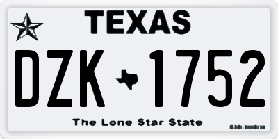 TX license plate DZK1752