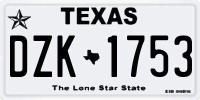 TX license plate DZK1753