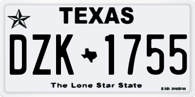 TX license plate DZK1755
