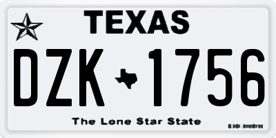 TX license plate DZK1756