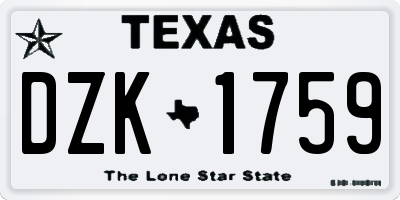 TX license plate DZK1759