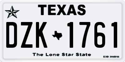 TX license plate DZK1761