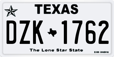 TX license plate DZK1762