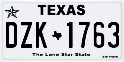TX license plate DZK1763
