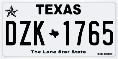 TX license plate DZK1765
