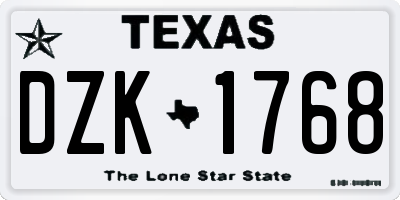 TX license plate DZK1768