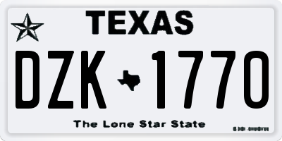TX license plate DZK1770
