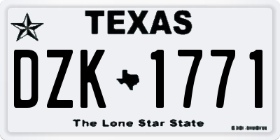 TX license plate DZK1771