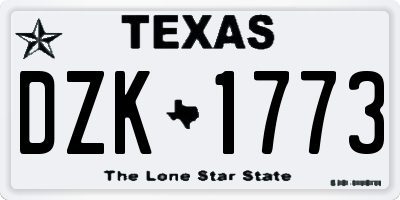 TX license plate DZK1773