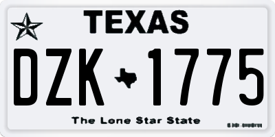TX license plate DZK1775