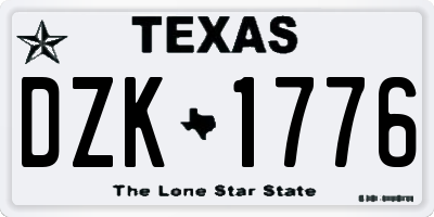 TX license plate DZK1776