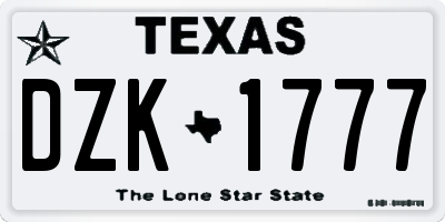 TX license plate DZK1777
