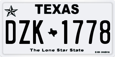 TX license plate DZK1778