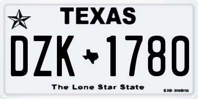 TX license plate DZK1780