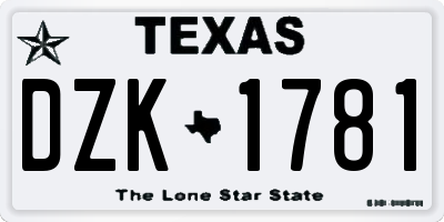 TX license plate DZK1781