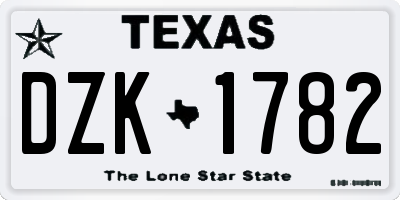TX license plate DZK1782