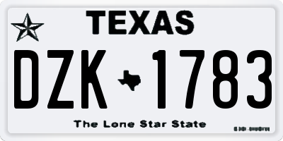 TX license plate DZK1783