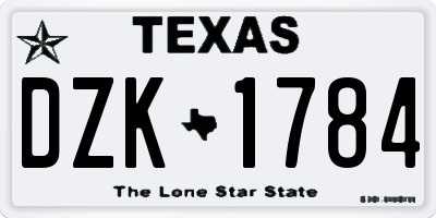 TX license plate DZK1784