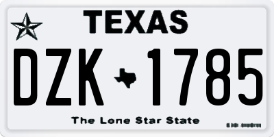 TX license plate DZK1785