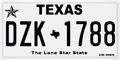 TX license plate DZK1788