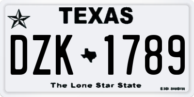 TX license plate DZK1789