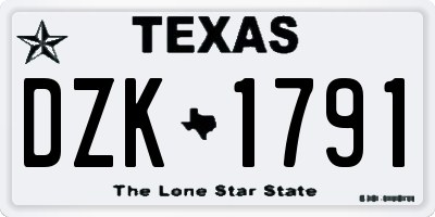 TX license plate DZK1791