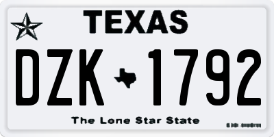TX license plate DZK1792
