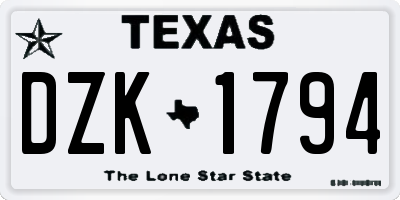 TX license plate DZK1794