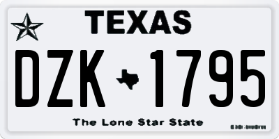 TX license plate DZK1795