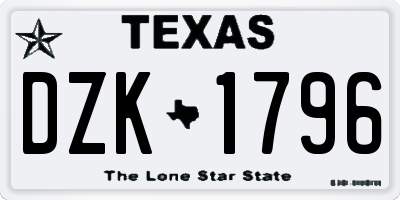 TX license plate DZK1796