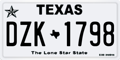 TX license plate DZK1798