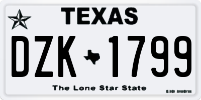 TX license plate DZK1799