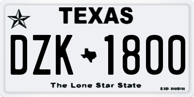 TX license plate DZK1800