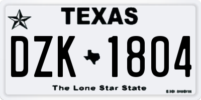 TX license plate DZK1804
