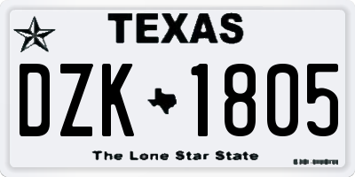 TX license plate DZK1805