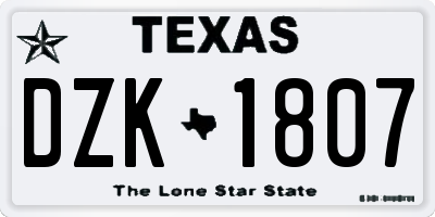 TX license plate DZK1807