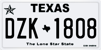TX license plate DZK1808