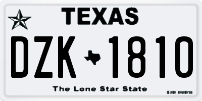 TX license plate DZK1810