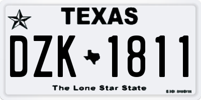 TX license plate DZK1811