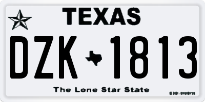 TX license plate DZK1813