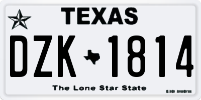 TX license plate DZK1814