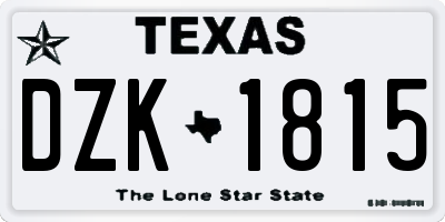 TX license plate DZK1815