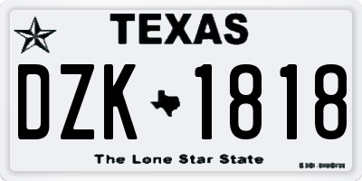 TX license plate DZK1818