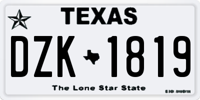 TX license plate DZK1819