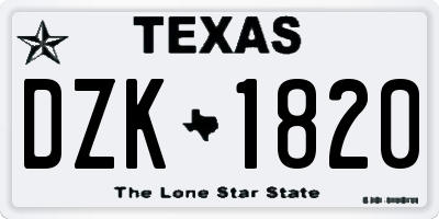 TX license plate DZK1820