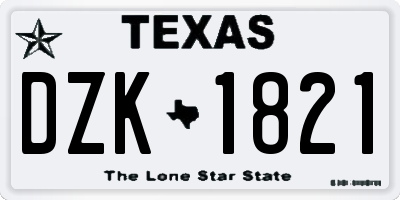 TX license plate DZK1821