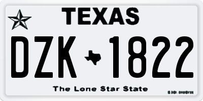 TX license plate DZK1822