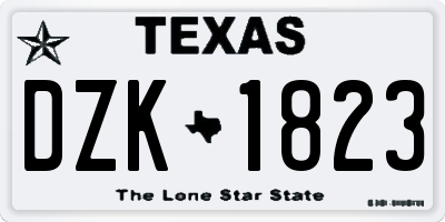 TX license plate DZK1823