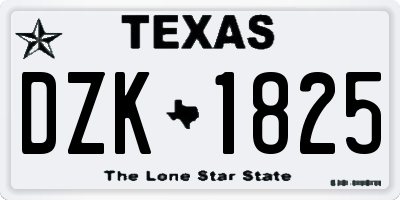TX license plate DZK1825