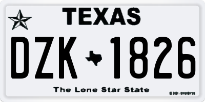 TX license plate DZK1826